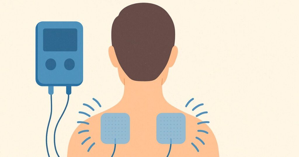 a transcutaneous electrical nerve stimulation device being used on a patient